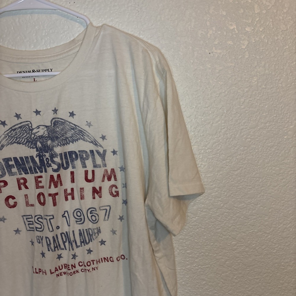Ralph Lauren Men's T-Shirt Size L 100%‎ cotton White Graphic Print Crewneck - Picture 9 of 16